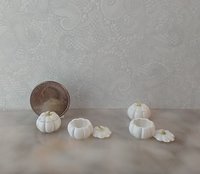 1:12 scale dollhouse pumpkin soup bowl with lid for fall or Halloween Thanksgiving Decorative serving bowl REF White PRICE is for EACH unit