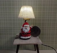 1:12 scale dollhouse miniature Santa Claus table lamp Battery operated holiday themed lamp on external wires