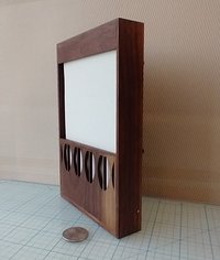 1:12 Dollhouse miniature Murphy bed in solid walnut with mid-century styled headboard Full/double fold-down bed Wall bed with front shelving Accesssories NOT included