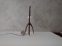 1:12 dollhouse miniature mid-century style floor lamp with sculptural tripod legs in solid cherry Rispal inspired Praying mantis lamp Battery operated LED lamp REF Walnut wood