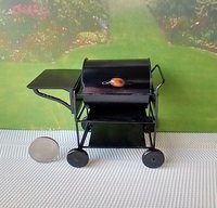 RESERVED 1:12 Dollhouse BBQ grill (metal) with enlarged surface / service area for grilled goodies Flickering charcoal insert sold separately
