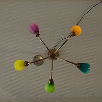 1:12 scale dollhouse mid-century style 5-arm floor lamp with shades in multiple colors