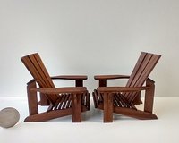 RESERVED for Robin 1:12 Dollhouse 2 walnut adirondack chairs REF 1 pair