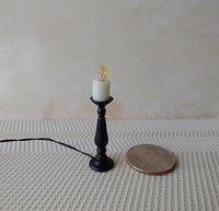 1:12 Dollhouse slender candlestick with flickering flame Battery operated light up candle battery operated candle REF Medium