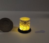 1:12 Dollhouse Halloween battery lighted  candle holder with balloon LED light insert REF Spider web