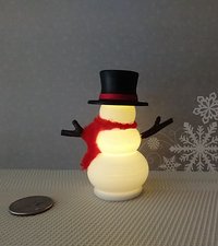 1:12 Dollhouse miniature light up snowman with removable hat Battery operated holiday decor REF Red scarf