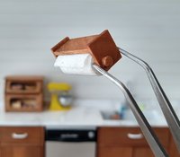 1:12 Dollhouse wall-mounted or under cabinet paper towel holder with shelf in solid cherry wood