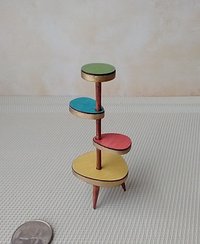 1:12 Dollhouse mid-century style plant stand Formica 4-tiered plant stand or display stand REF green top Plants n accessories NOT included