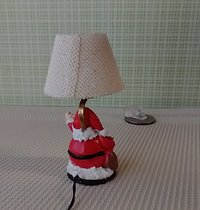 1:12 scale dollhouse miniature Santa Claus table lamp Battery operated holiday themed lamp on external wires