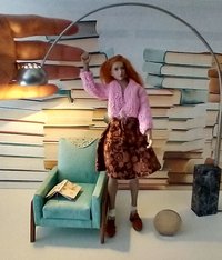 1:12 Dollhouse arc floor lamp with faux marble base Mid century modern inspired lamp Battery operated LED lamp on external wires REF Black base