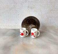1:12 Dollhouse miniature white mug with bloody hand print and blood spatter PRICE is for ONE REF Bloody