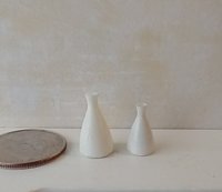 1:12 miniature set of two white vases inspired by Sake wine bottles