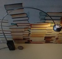 1:12 Dollhouse arc floor lamp with faux marble base Mid century modern inspired lamp Battery operated LED lamp on external wires REF Black base