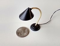 1:12 dollhouse mid-century modern style desk lamp or Battery operated table lamp with external wires REF Black
