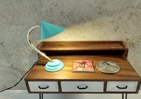 1:12 dollhouse mid-century modern style desk lamp or Battery operated table lamp with external wires REF Mint green