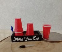 1:12 scale acrylic party cold drink cup holder with two faux Sharpie markers and four cold drink cups REF Golden flakes