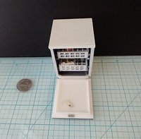 1:12 Dollhouse dishwasher with two slide out racks one flatware basket and detergent holder and hinged door REF White