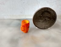 1:12 Dollhouse miniature pumpkin mug with surface ridges and bat decals REF Bats