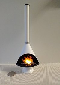 1:12 Dollhouse miniature Mid century modern free standing fireplace MCM white fireplace inspired by Malm fireplace Retro fireplace REF White