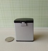 1:12 Dollhouse kitchen trash can in silvery finish with black pedal hinged black lid Modern styled trash can Kitchen garbage can