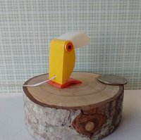 1:12 dollhouse MCM inspired toucan table lamp Battery operated bird lamp with external wires and switch REF Yellow bird