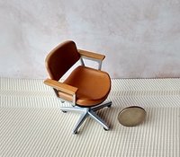 1:12 Dollhouse desk chair or task chair or office chair with padded armrests in leather tan REF Tan