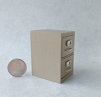 1:12 Dollhouse 2-drawer vertical filing cabinet Faux metal file cabinet for mini home office REF Putty color