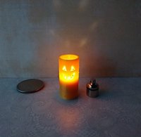 1:12 Dollhouse Halloween decor Orange pillar luminary with front and back pumpkin faces / carvings Battery operated Halloween light Price is for EACH