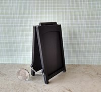 1:12 scale miniature sidewalk sign holder, 2-sided for changeable sinage Hinged and fold-flat for storage REF Credit card size - Black