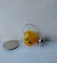 1:12 Dollhouse Halloween Mason jar inspired light DIY styled Halloween light Orange jar light with witch REF Blue witch n orange