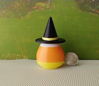 Dollhouse miniature lighted candy corn witch Battery operated Halloween decor for 1:12 or play scale REF Yellow hat trim A