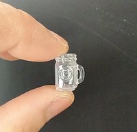 1:12 Dollhouse miniature mason jar inspired drinkware with handle Ready for DIY drink  REF Embossed hearts Price is for EACH