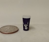 1:12 Dollhouse miniature holiday purple tumbler with removable lid REF Purple w Deer head
