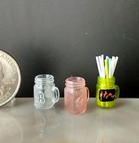 1:12 Dollhouse miniature mason jar inspired drinkware with handle Ready for DIY drink Price is for EACH REF Embossed Bs