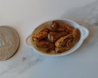 1:12 Dollhouse miniature grilled chicken wings in oval platter