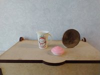 Play scale 1:6 or Barbie winter themed mug with cream lid for 12-inch dolls REF Milk white with pink cream lid