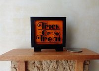 1:12 dollhouse Halloween light box Battery operated light up Trick or Treat sign on external wires