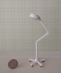 RESERVED 1:12 Dollhouse miniature battery operated floor lamp Craft room lamp with articulating arm and five-wheel base (non-rolling) No external wires