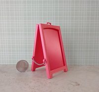 1:12 scale miniature sidewalk sign holder, 2-sided for changeable sinage Hinged and fold-flat for storage REF Coral pink