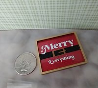 Play scale 1:6 or Barbie dollhouse rectangular serving tray with Santa belt + Merry Everything vinyl decals Acrylic serving tray in festive red for 12-inch dolls