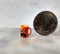 1:12 Dollhouse miniature orange mug with black pumpkin decals PRICE is for ONE REF Straight orange