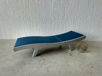 1:12 scale dollhouse chaise lounge with adjustable recline positions - for patio / deck / backyard / pool side / beach REF Blue