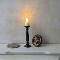 1:12 Dollhouse slender candlestick with flickering flame Battery operated light up candle battery operated candle REF Tallest