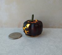 Battery operated miniature light up Jack-O-Lantern Pumpkin LED light for Halloween No external wires REF Black cat