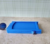 1:12 scale miniature sidewalk sign holder, 2-sided for changeable sinage Hinged and fold-flat for storage REF Credit card size - Blue