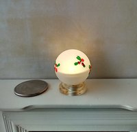 1:12 Dollhouse holiday light up globe ornament Free standing frosted globe Christmas ornament Battery operated holiday light REF Holly jolly