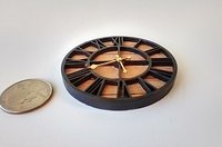 1:12 Dollhouse farmhouse wall clock with roman numerals Faux wrought iron and hickory wall clock Decorative non-working dollhouse clock