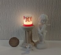 1:12 Dollhouse miniature LOVE candle sleeve or battery lighted candle holder REF XO & red heart balloon