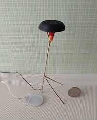 1:12 scale dollhouse mid-century style tripod floor lamp Battery operated MCM lamp with external wires