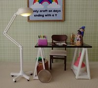RESERVED 1:12 Dollhouse miniature battery operated floor lamp Craft room lamp with articulating arm and five-wheel base (non-rolling) No external wires